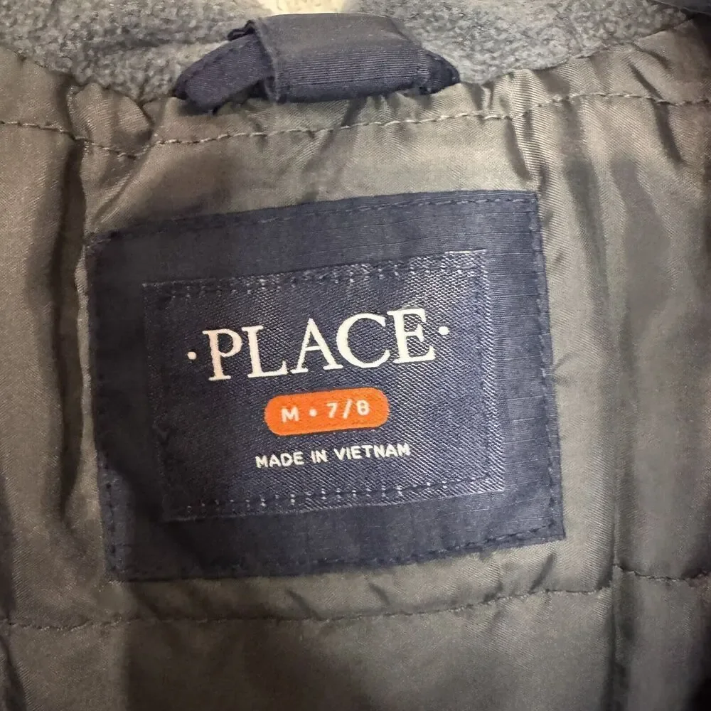 Place‎ Boy's jacket Size M (7/8) Blue Winter Hooded excellent condition zip